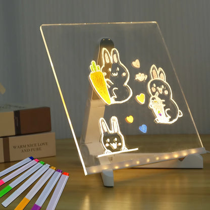 LED Dry Erase Board Illuminated Message Board with Stand Creative LED Acrylic Note Board Multipurpose Desktop Memo Writing