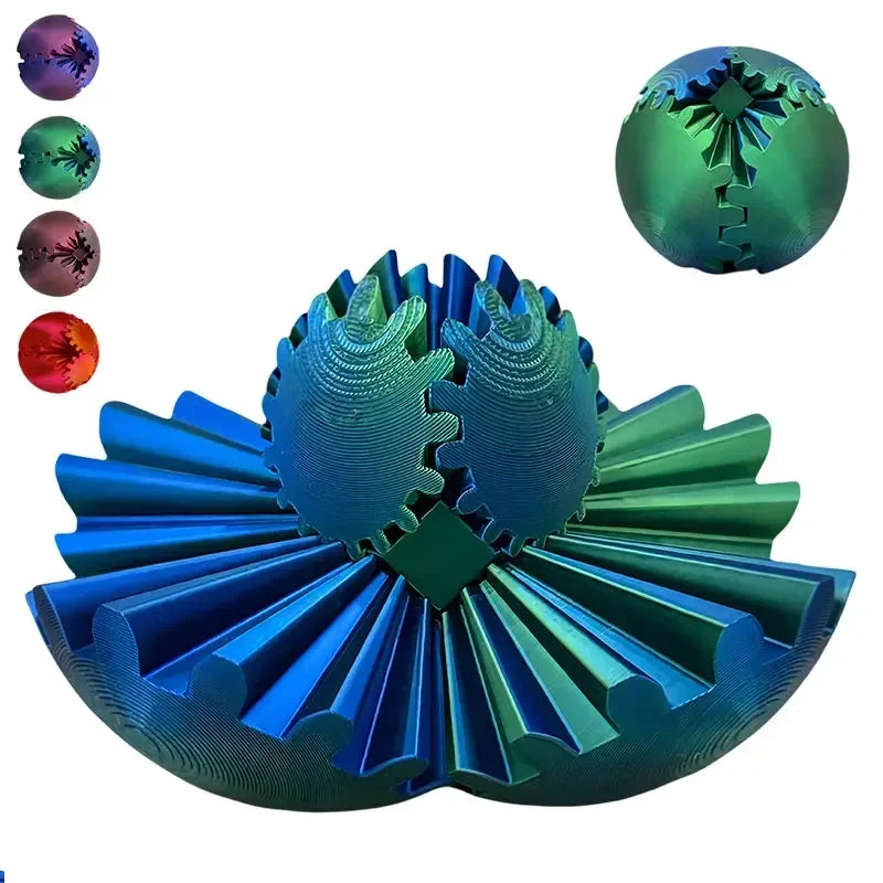 3D Printed Gear Ball Spin Ball Wonder Fidget Toy Gear Ball Fidget Toy Desk Toy for Sensory Needs and Autisms